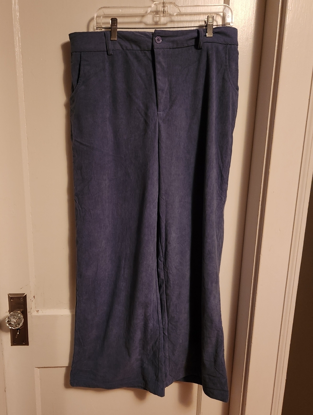 Grapent Elastic Waist Blue Wide Leg Corduroy Pants Women's Size XL